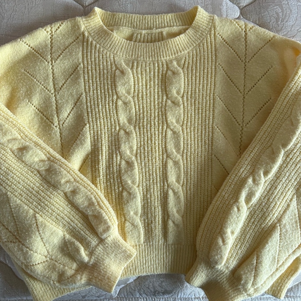 SHEIN Yellow Cable Knit Sweater
